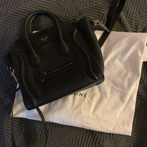 Authentic Celine Nano Bag Black Silver Hardware